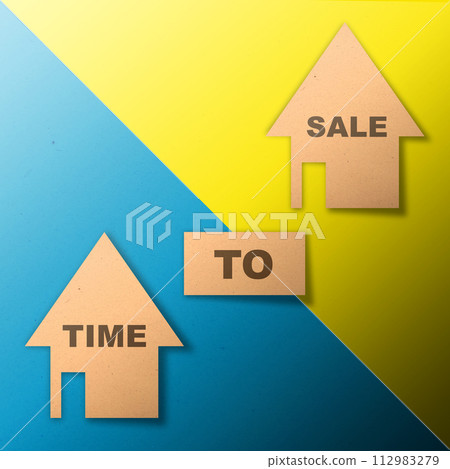 Symbol of the house with the text of time to sale 112983279