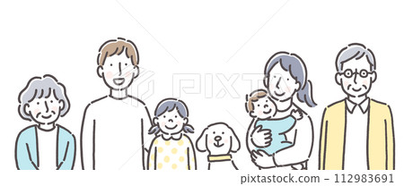 Illustration of a happy three generation family 112983691
