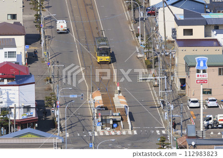 【標誌等修飾完成】函館市營電車2號線八地頭站發車（黃色列車） 112983823