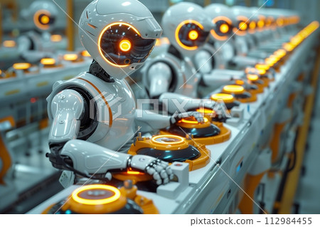 AI-generated content. Futuristic robot with... - Stock Illustration ...