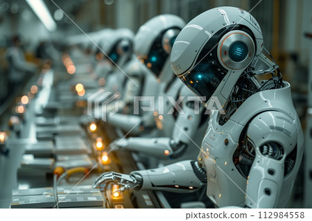 AI-generated content. High-tech robot performing quality control 112984558