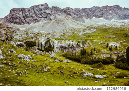 landscape with mountains, rocks and trees landscape with mountains, rocks and trees 112984936