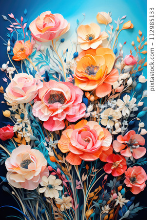 Beautiful flowers painted in oil Beautiful flowers painted in oil 112985133