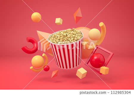 Floating popcorn and abstract shapes Floating popcorn and abstract shapes 112985304