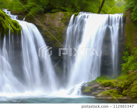 waterfall in deep forest 112985347