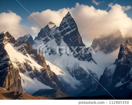 high mountains under snow in winter 112985350