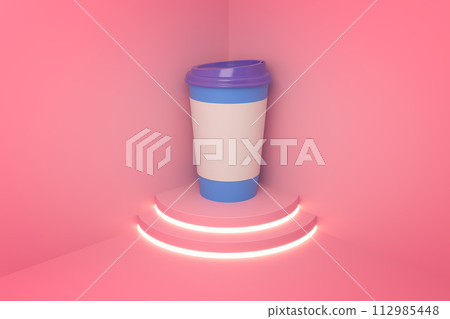 Take-away coffee cup under spotlight 112985448