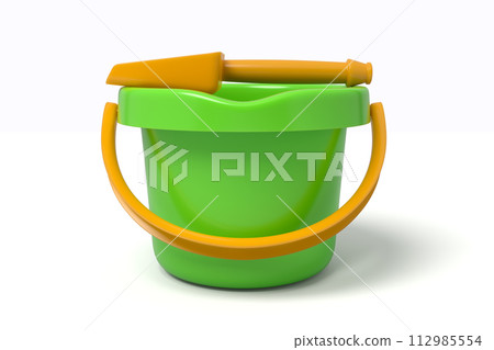 Green and orange plastic beach bucket Green and orange plastic beach bucket 112985554
