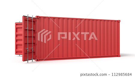 3d rendering of open red shipping container isolated on white background 112985684