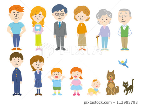 People of various ages and pets 112985798
