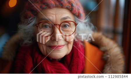 portrait of smiling cute old lady 112985844