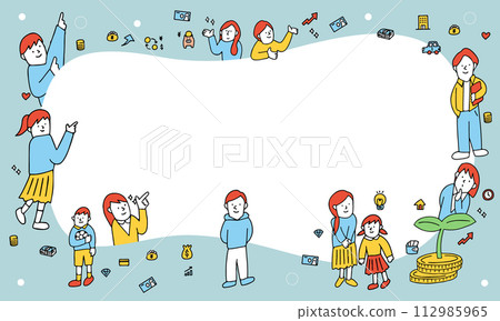 年輕人和兒童學習金錢和投資的標題插圖框架 年輕人和兒童學習金錢和投資的標題插圖框架 112985965