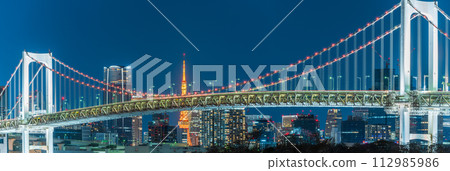 「東京」夜景-從台場看到的彩虹橋 「東京」夜景-從台場看到的彩虹橋 112985986