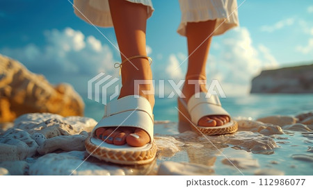 sea shore female legs close up sea shore female legs close up 112986077