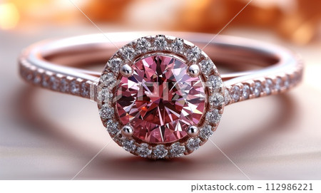 ring with a sparkling precious stones 112986221