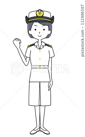 Guts pose Illustration of the Maritime Self-Defense Force (summer uniform/short sleeves) 112986387