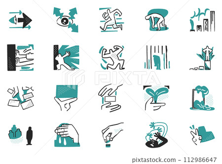 An illustration material set of icons representing feelings such as joy and disappointment when standing at a crossroads in life such as job hunting, taking entrance exams, changing jobs, etc. An illustration material set of icons representing feelings such as joy and disappointment when standing at a crossroads in life such as job hunting, taking entrance exams, changing jobs, etc. 112986647