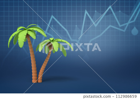 Palm trees with financial growth chart backdrop Palm trees with financial growth chart backdrop 112986659