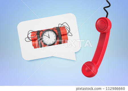 Time bomb and phone depicting urgent call Time bomb and phone depicting urgent call 112986660