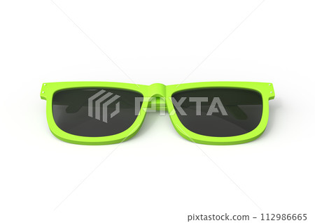 Open green sunglasses front view Open green sunglasses front view 112986665