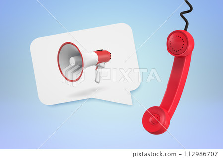 Megaphone and phone implying announcement 112986707