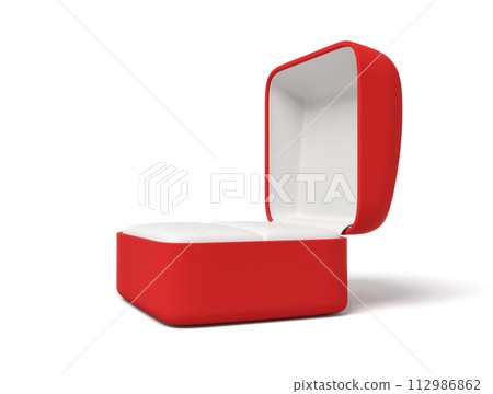 3d rendering of empty engagement ring red box isolated on white background 3d rendering of empty engagement ring red box isolated on white background 112986862