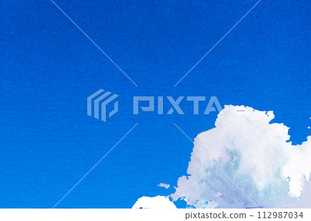 [夏天素材]夏天的天空影像/水彩風格[長野縣] 112987034