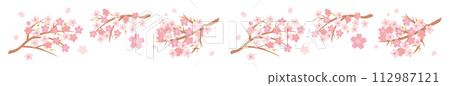 Spring cherry blossom branch line illustration 112987121