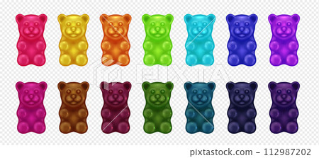 Gummy bears of various tastes 3d realistic illustration set Gummy bears of various tastes 3d realistic illustration set 112987202