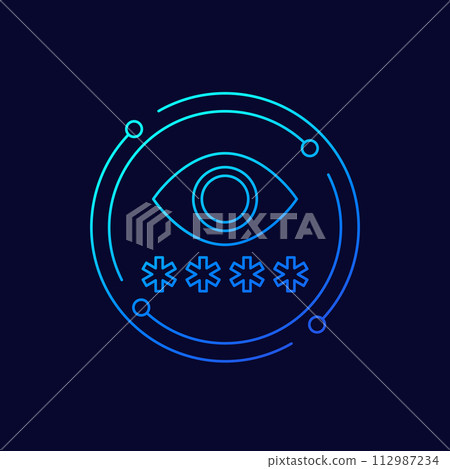 Parental control icon with password and eye Parental control icon with password and eye 112987234