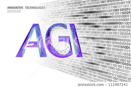 Artificial general intelligence wire letter symbols. Data binary code flow. Minimalist style AGI icon. Machine learning concept technology AI brain vector illustration Artificial general intelligence wire letter symbols. Data binary code flow. Minimalist style AGI icon. Machine learning concept technology AI brain vector illustration 112987241