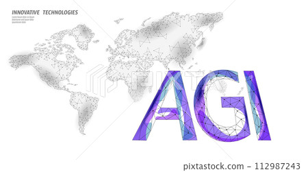 Artificial general intelligence wire letter symbols. International World map. Minimalist style AGI icon. Machine learning concept technology AI brain vector illustration Artificial general intelligence wire letter symbols. International World map. Minimalist style AGI icon. Machine learning concept technology AI brain vector illustration 112987243