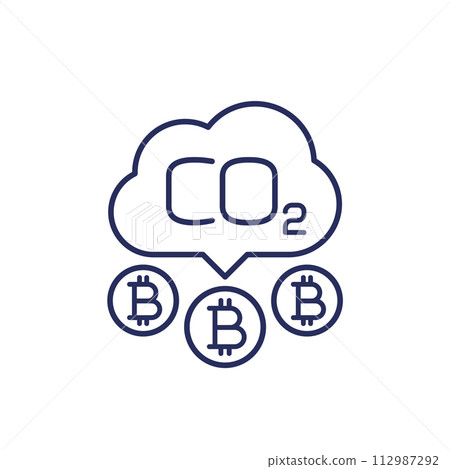 carbon footprint of bitcoin line icon carbon footprint of bitcoin line icon 112987292