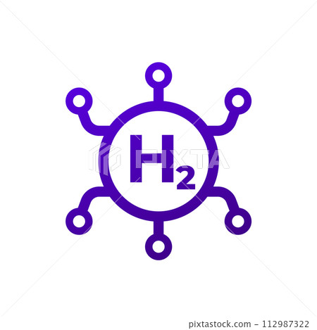 hydrogen synthesis icon, H2 energy vector 112987322