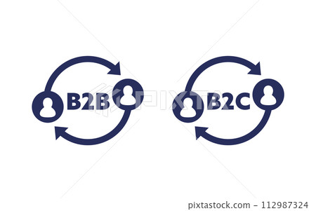 b2b and b2c icons on white b2b and b2c icons on white 112987324