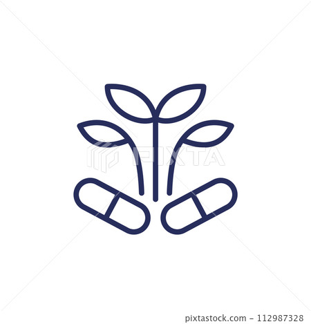 natural supplements line icon on white 112987328