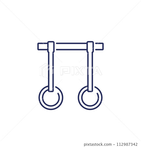 gymnastics rings and a bar line icon gymnastics rings and a bar line icon 112987342