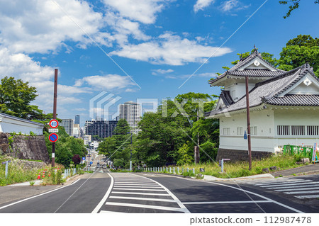 View of the city from Sendai Castle Otemonzeki 112987478