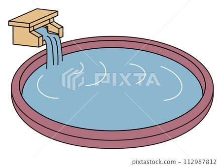 Japanese open-air hot spring bath simple illustration vector Japanese open-air hot spring bath simple illustration vector 112987812