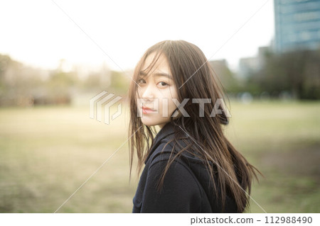 Sunset and school girls 112988490