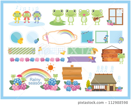 Illustration material set of the rainy season 112988598