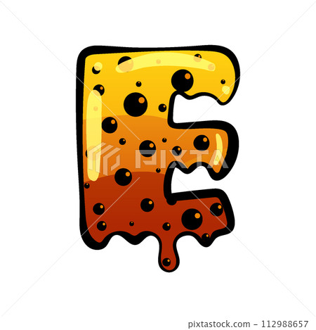 Halloween font letter E latin alphabet. Orange bubbling colorful spooky 112988657