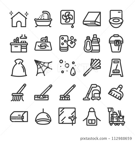 House cleaning cleaning industry icon set 112988659