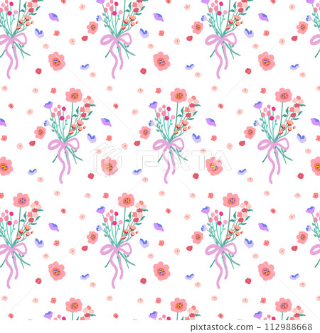 Delicate floral background in retro style. A bright backdrop for wallpaper and fabric for adults and children. Suitable for background prints and invitations, cards. Flat Vector illustration Delicate floral background in retro style. A bright backdrop for wallpaper and fabric for adults and children. Suitable for background prints and invitations, cards. Flat Vector illustration 112988668