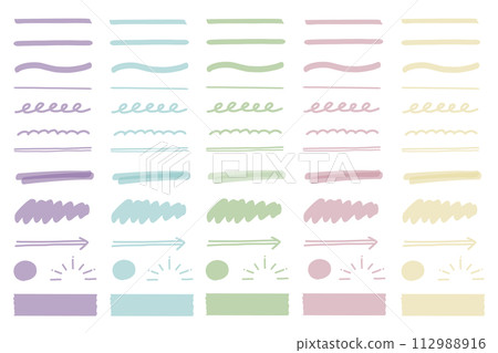 5色線標記風格插圖集 暗色 112988916