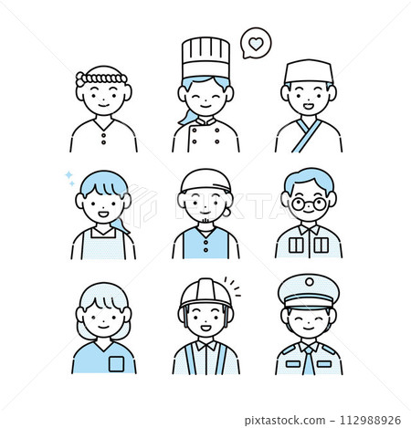 各職業微笑的人的插圖 各職業微笑的人的插圖 112988926