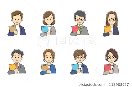 Young people in suits holding documents 112988957