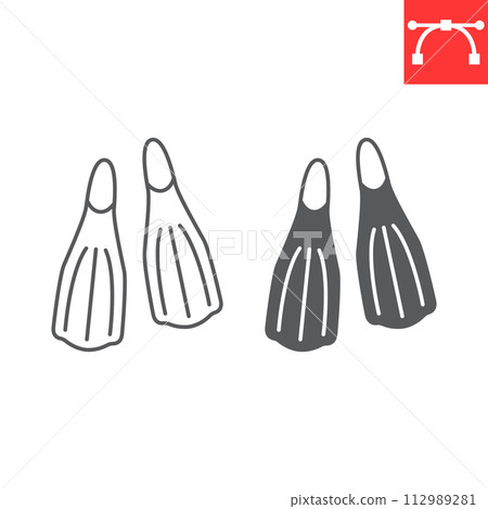 Diving flippers line and glyph icon 112989281