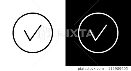 Simple check button vector icon Simple check button vector icon 112989405