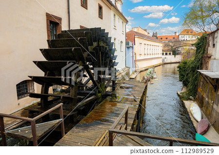 Kampa Island with small river Certovka in Prague. Central Bohemia, Czech Republic 112989529